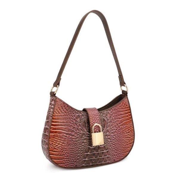 Fashion Faux Croc Satchel Handbag - Picture 1 of 2